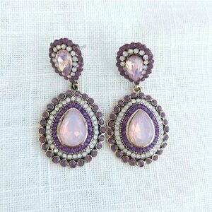 Pink and lavender purple crystal statement earrings 🆕